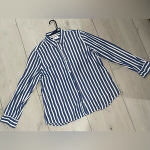 GAP women’s Navy and White Striped Button Down Shirt